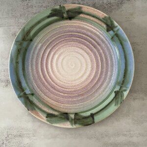 Lee Segal Studio Art Pottery Signed Handmade Multicolor Swirl 14" Platter